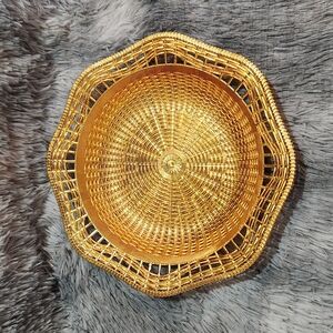 Elegant Gold Woven Basket Accent Tray